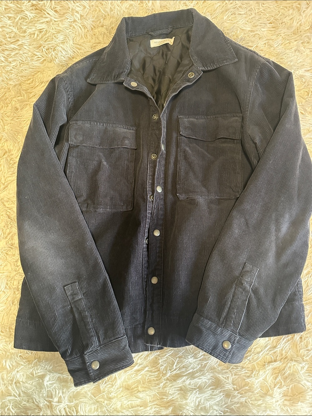 AllSaints Men's Dark navy blue Corduroy Shirt Jacket
